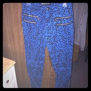 Blue with black leopard print pants